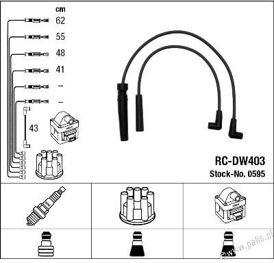 NGK Przewody zapłonowe 0595 RC-DW403 0595