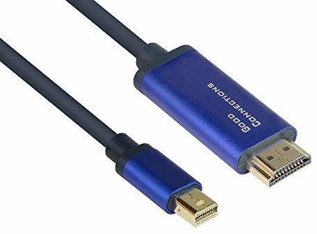 Good Connections SmartFLEX Mini DisplayPort 1.4 do HDMI 2.0 kabel - 4K UHD @60Hz RGB / 4:4 - przewód miedziany, obudowa aluminiowa - bardzo elastyczna - ciemnoniebieska - 1 m 4844-SF010B