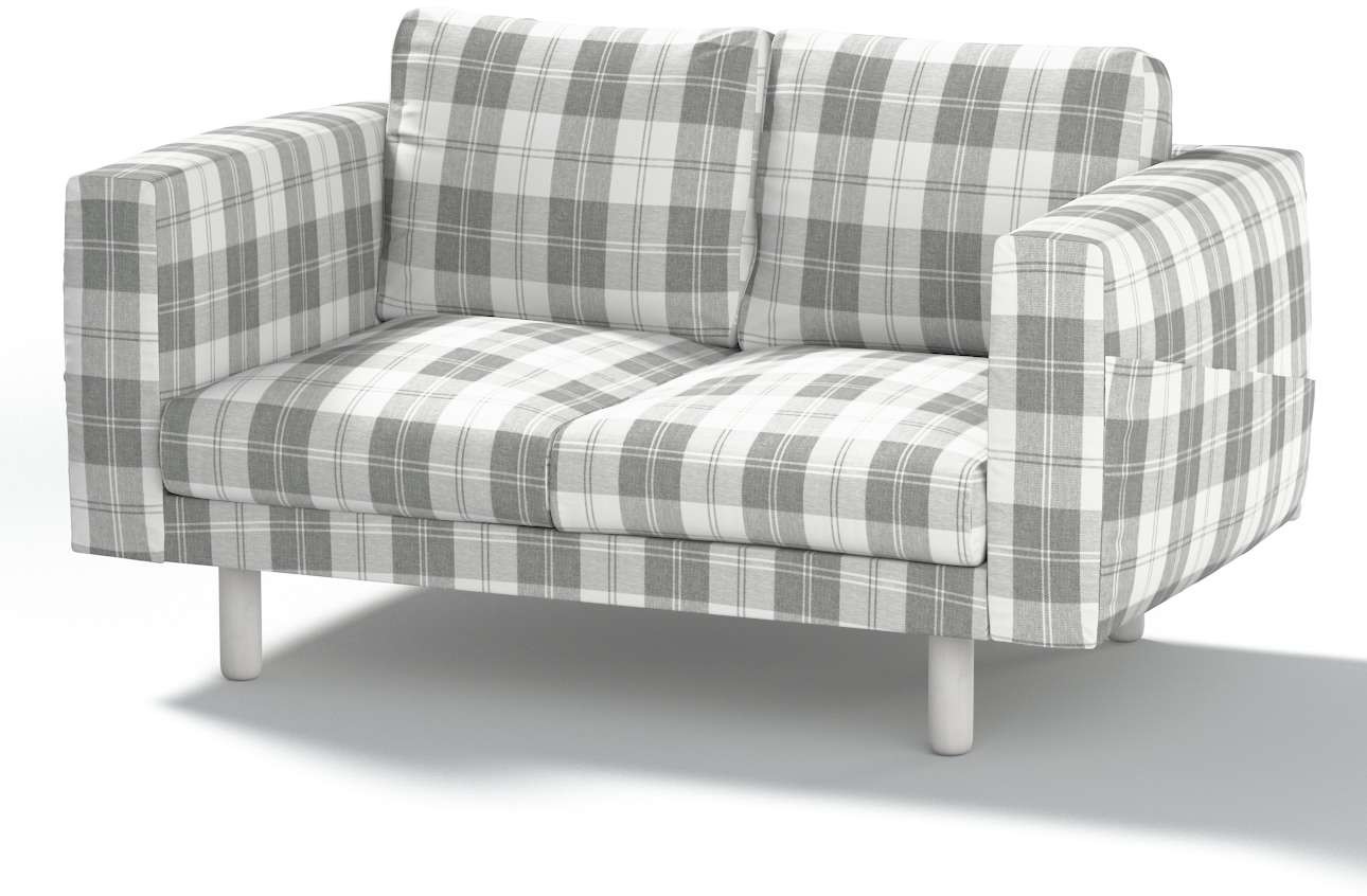 Dekoria pl pl Pokrowiec na sofę Norsborg 2-osobową krata szaro-biała 153 x 88 x 85 cm Edinburgh 1021-115-79