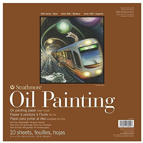 Strathmore Oil Painting Paper Pad, 215lb/350gsm Weight, Linen Texture Surface, 12 x 12 inches, 10 Sheets (430  312) 430-312-1