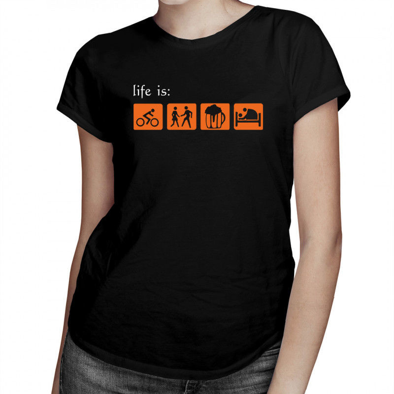 Ride Life Is: chat up, drink, fuck - damska koszulka z nadrukiem 7878
