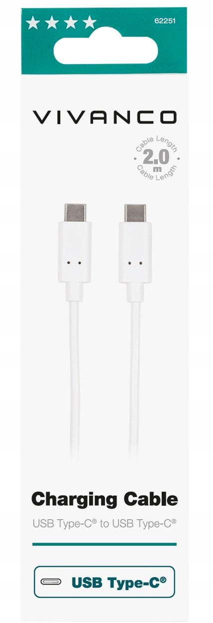 Vivanco Kabel Usb C - Usb C 2m Szybkie Ładowanie