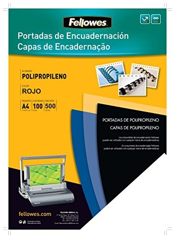 Fellowes 5477801 okładkę z polipropylenu w A4, czerwony 54778