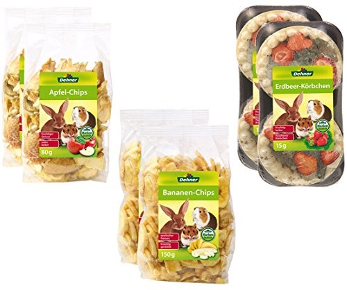 Dehner Chipy rozpychacz nastolatków Snack owoców Mix, po 2 X jabłko, koszyk bananów-Chips i truskawka (490 G)