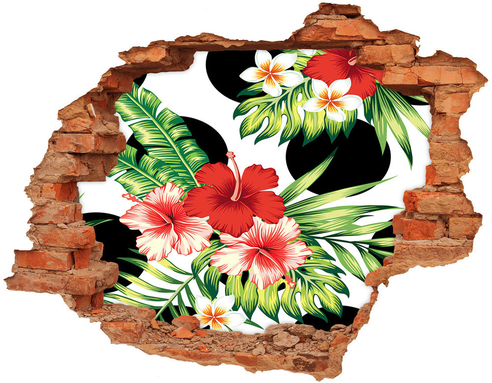 Wallmuralia.pl Okleina 3D dziura na ścianę Hawajskie kwiaty