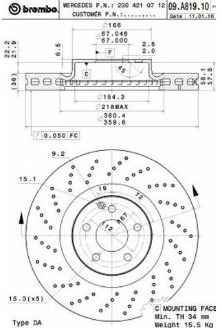 BREMBO Tarcza hamulcowa 09.A819.11