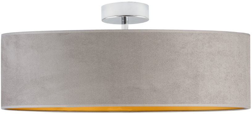 LYSNE Lampa przysufitowa WENECJA VELVET fi 60 cm kolor szary ze złotym wnętrzem 14527V/22 szary ze złotym