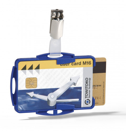 Durable Etui do dwóch kart identyfikacyjnych otwarte - niebieskie / 25 szt. 821806