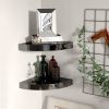 vidaXL vidaXL Narożne półki ścienne, 2 szt., połysk, czarne, 25x25x3,8cm, MDF