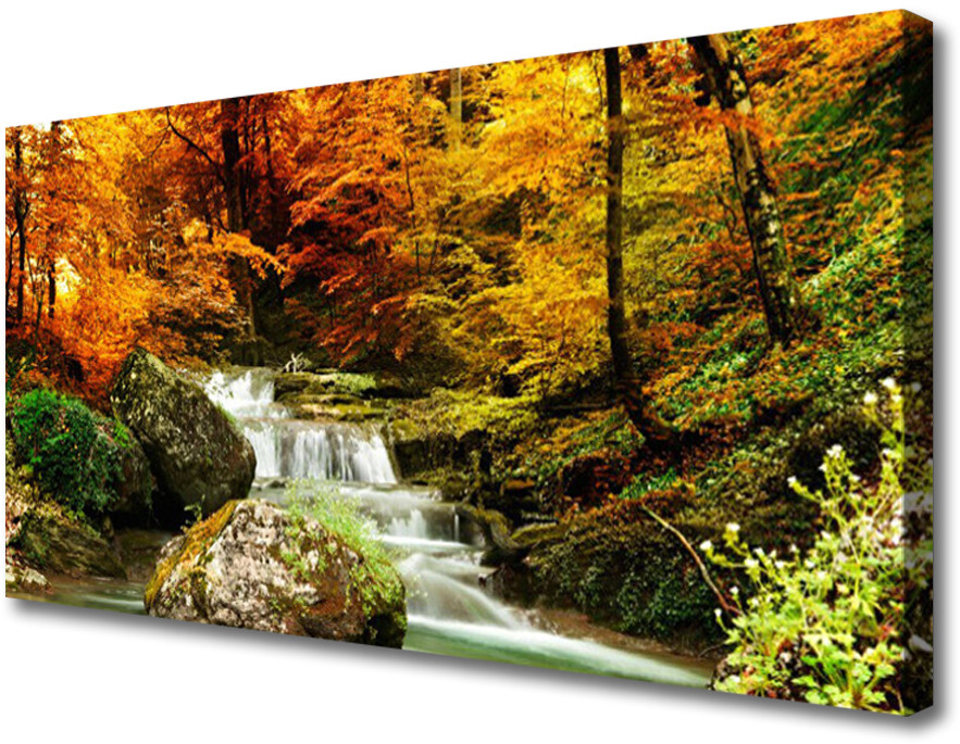 PL Tulup Obraz na Płótnie Wodospad Las Nature 140x70cm
