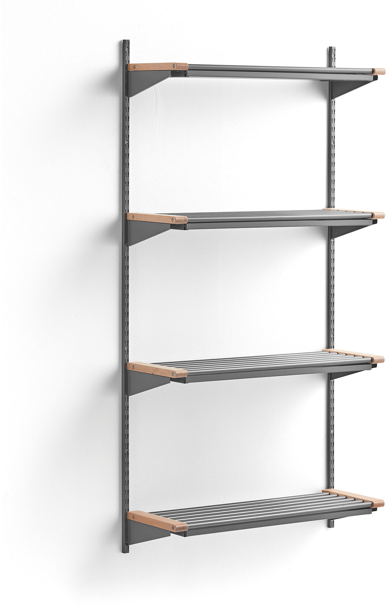 AJ Produkty Stojak na obuwie JEPPE, 4 półki, moduł podstawowy, 1790x900x310 mm, aluminium/brzoza