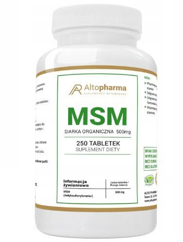 Altopharma MSM Siarka Organiczna 500 mg 250 tabletek 1146146