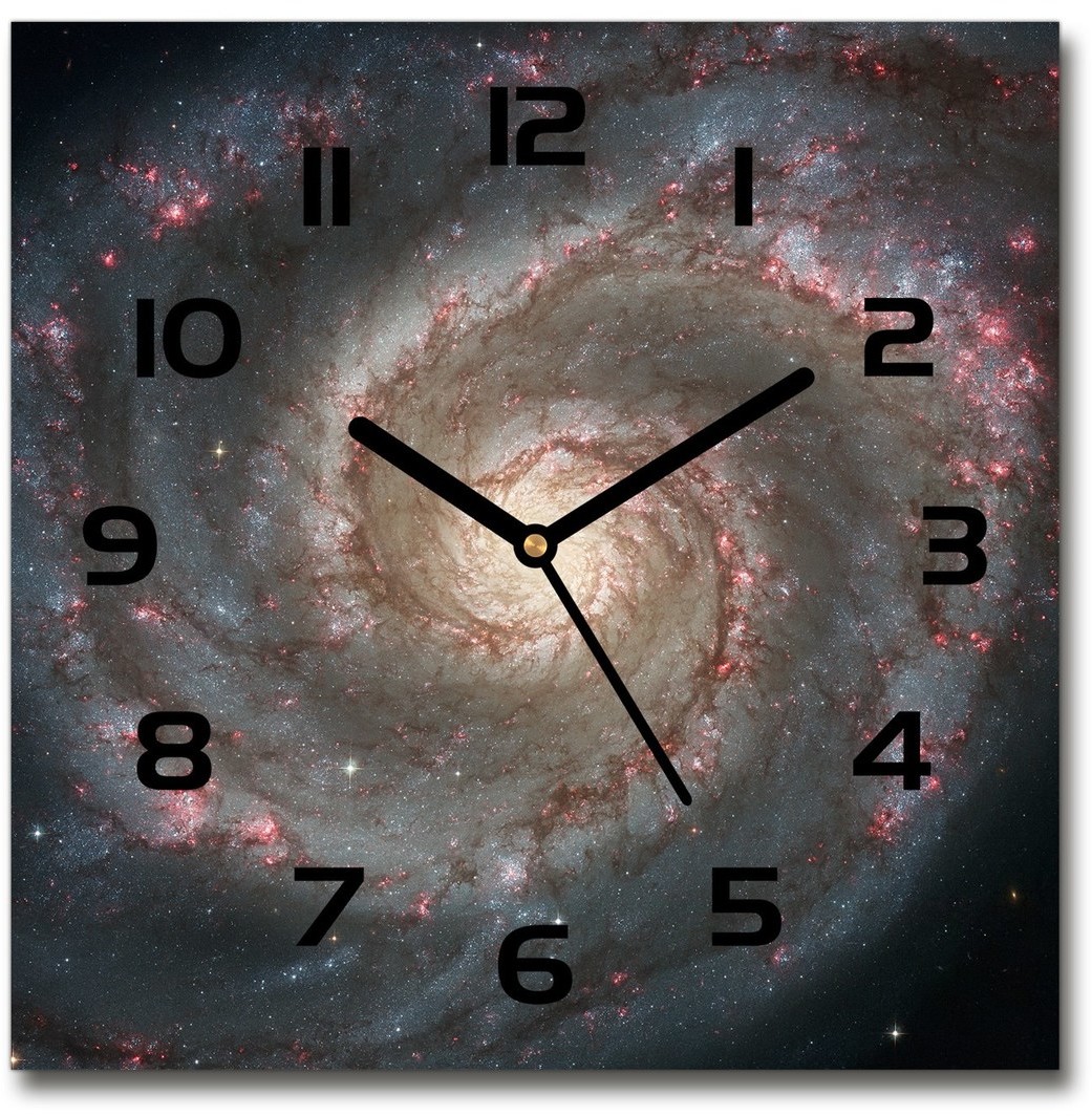 Zegar ścienny szklany kwadratowy Mgławica