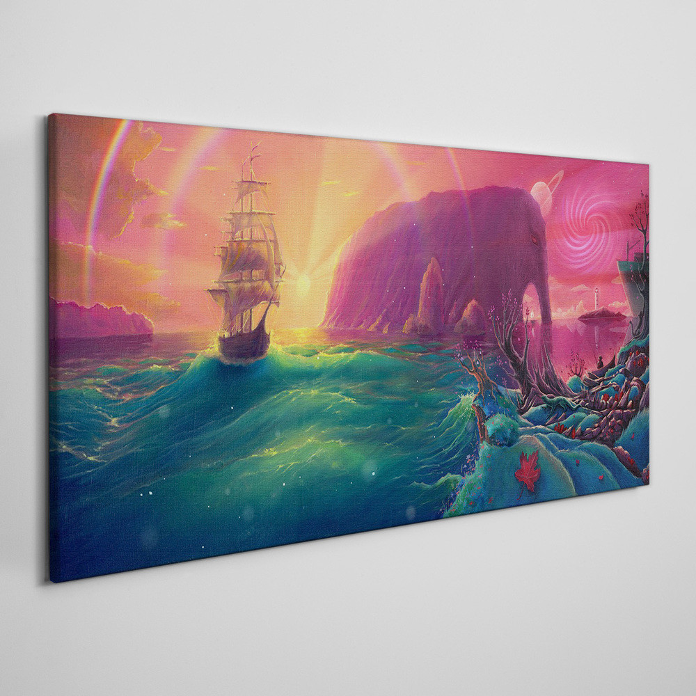 PL Coloray Obraz na Płótnie abstrakcja ocean statek 140x70cm