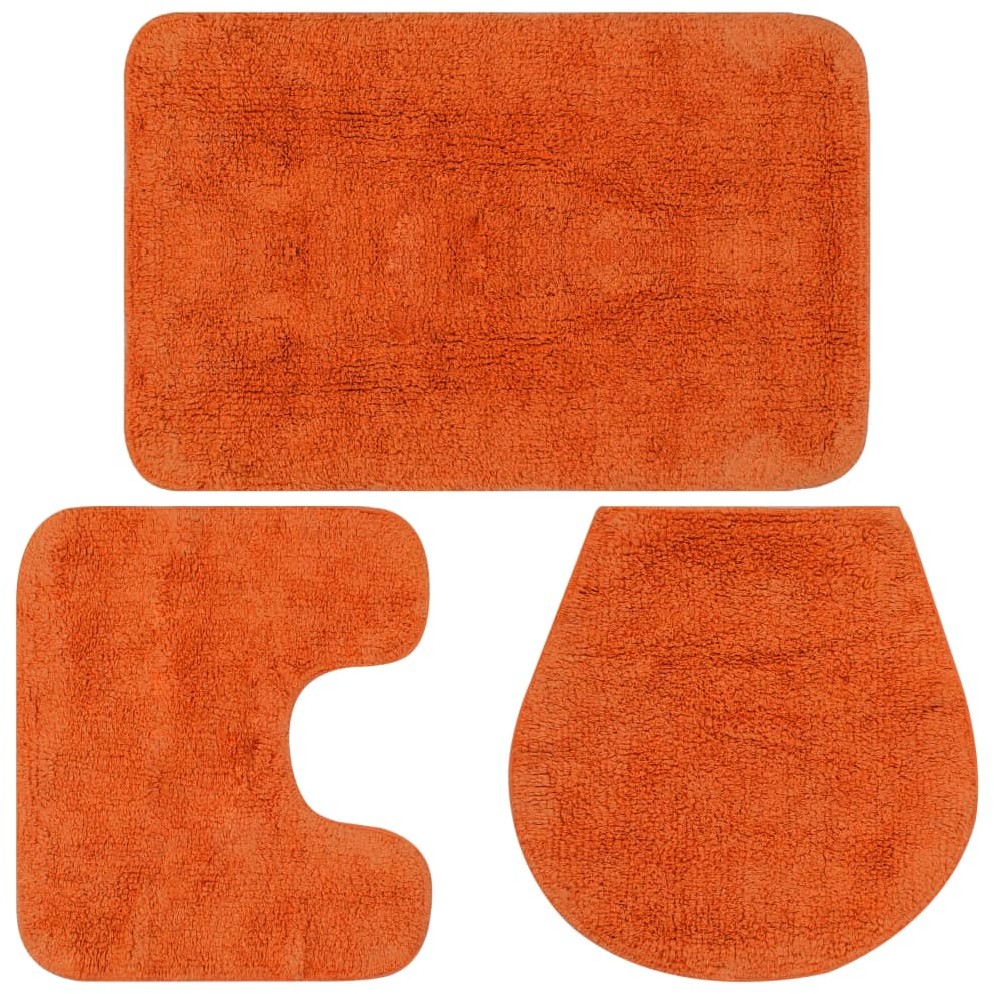 vidaXL 3-częściowy zestaw mat łazienkowych, tkanina, pomarańcz