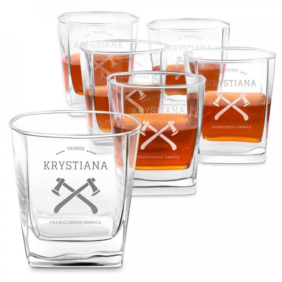 Murrano Szklanki grawerowane do whisky x6 komplet dedykacja dla drwala 6xSZC-018