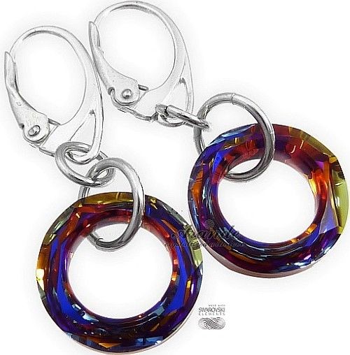 Swarovski Kolczyki Volcano Ring Srebro Certyfikat