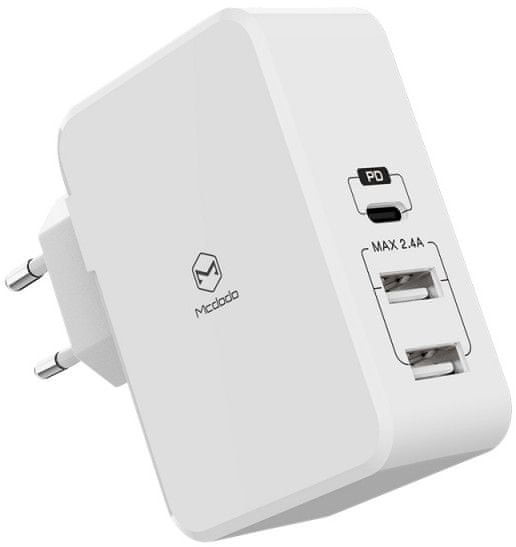Mcdodo ładowarka z 2x USB i 1x USB C 2.4A EU Plug) biała CH 5100 Darmowa 06.11.2019!