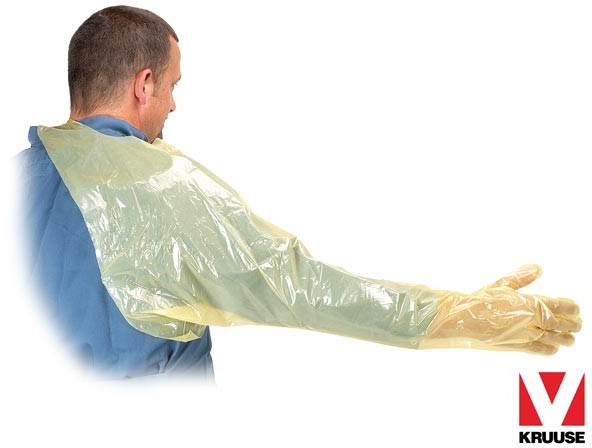 KRUUSE KRU-RVETO - Rękawice inseminacyjne soft z ochraniaczem ramienia dł. 95 cm , grub. 0,025 mm, 50 sztuk - S,L.