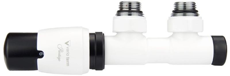 Vario Term Zawór termostatyczny TWINS GLAMOUR - czarny z białym mat lewy TSGS0220CFK/L