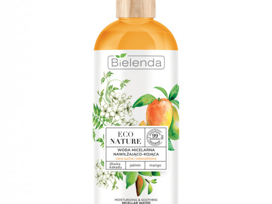 BIELENDA ECO NATURE - Śliwka kakadu + Jaśmin + Mango - woda micelarna do oczyszczania i demakijażu nawilżająco-kojąca, 500 ml