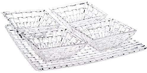 Spiegelau & Nachtmann , -częściowy. Zestaw do serwowania, 1 X płytka + 4 X miska, szkło kryształowe, Bossa Nova, 0090023  0 0090023-0