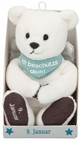 Depesche Depesche 8139.009 - Anioł Stróż pluszowy miś ok. 9 cm, z datą 09 stycznia, prezent na urodziny, rocznicę lub ślub Depesche