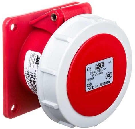 PCE Polska sp. z o.o. Gniazdo tablicowe 16A 4P 400V /75x75/ czerwone IP67 POWER TWIST 3142-6