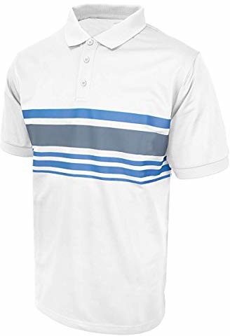 Island Green Island Green Męska koszulka polo, w paski golfowe, odprowadzająca wilgoć elastyczna koszulka polo, biała/antracytowa, M IGTS1937_WTCHA_M