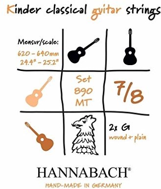 Hannabach 653091 Klassikgitarrensaiten Serie 890 7/8 Kindergitarre Mensur: 62-64cm - E1 653091