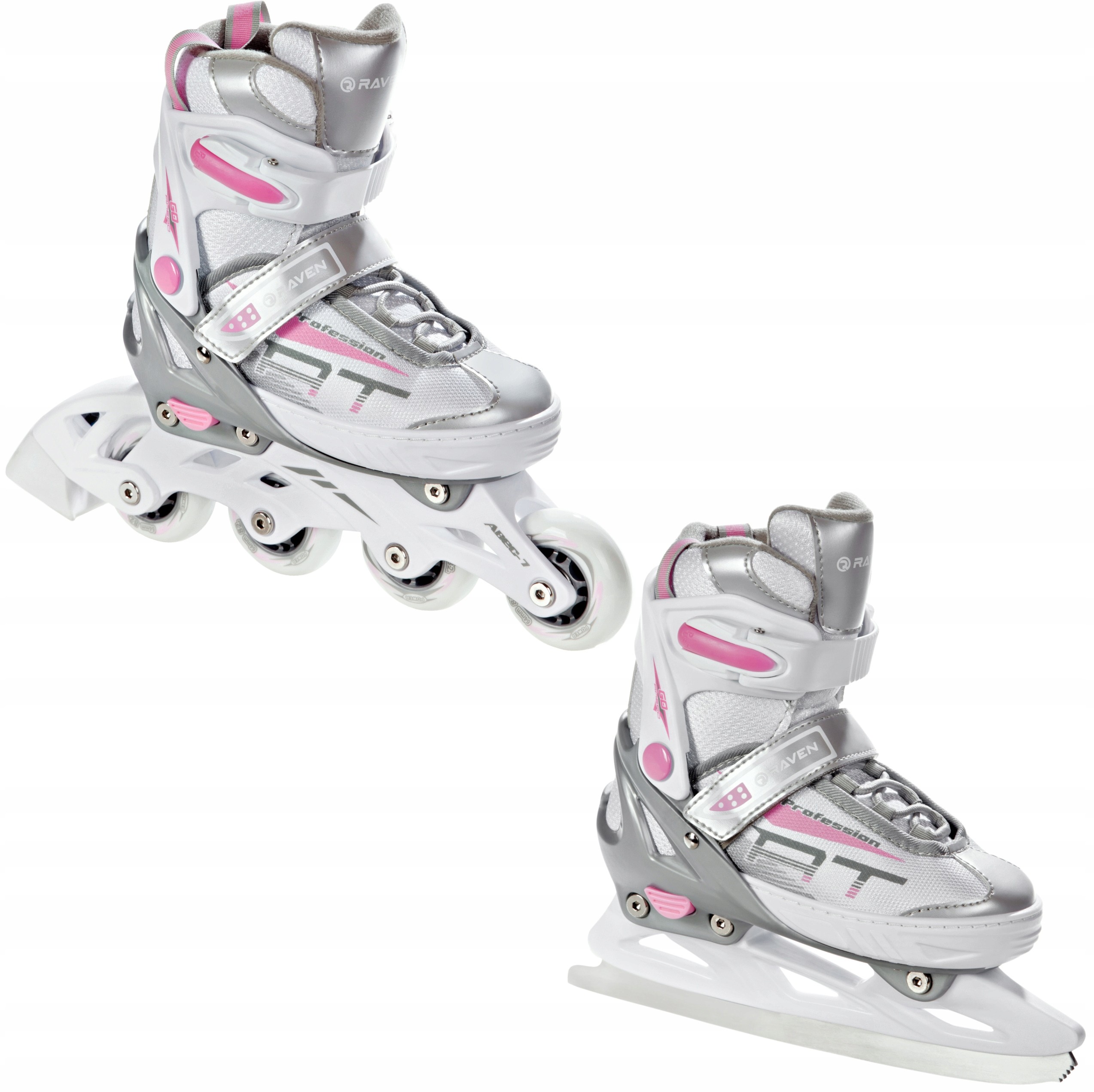 Rolki Łyżwy 2w1 Raven Profession White/Pink 38-42