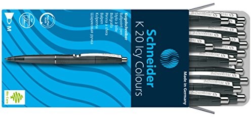 Schneider K20 Icy Colors - Długopis (Rozmiar linii M) Zestaw 20, czarny przezroczysty, kolor: czarny 132001