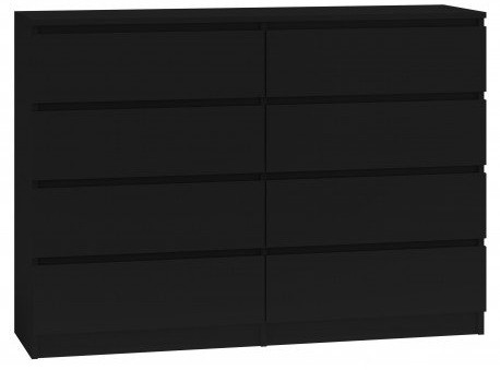 Topeshop Komoda z 8 szufladami Malwa, czarna, 138x40x97 cm