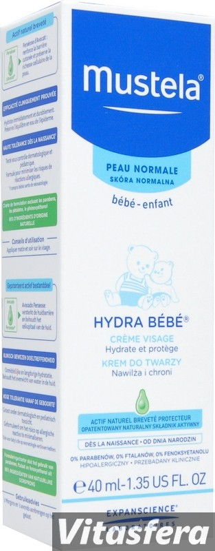 Mustela Hydra Bebe, krem do twarzy, 40 ml