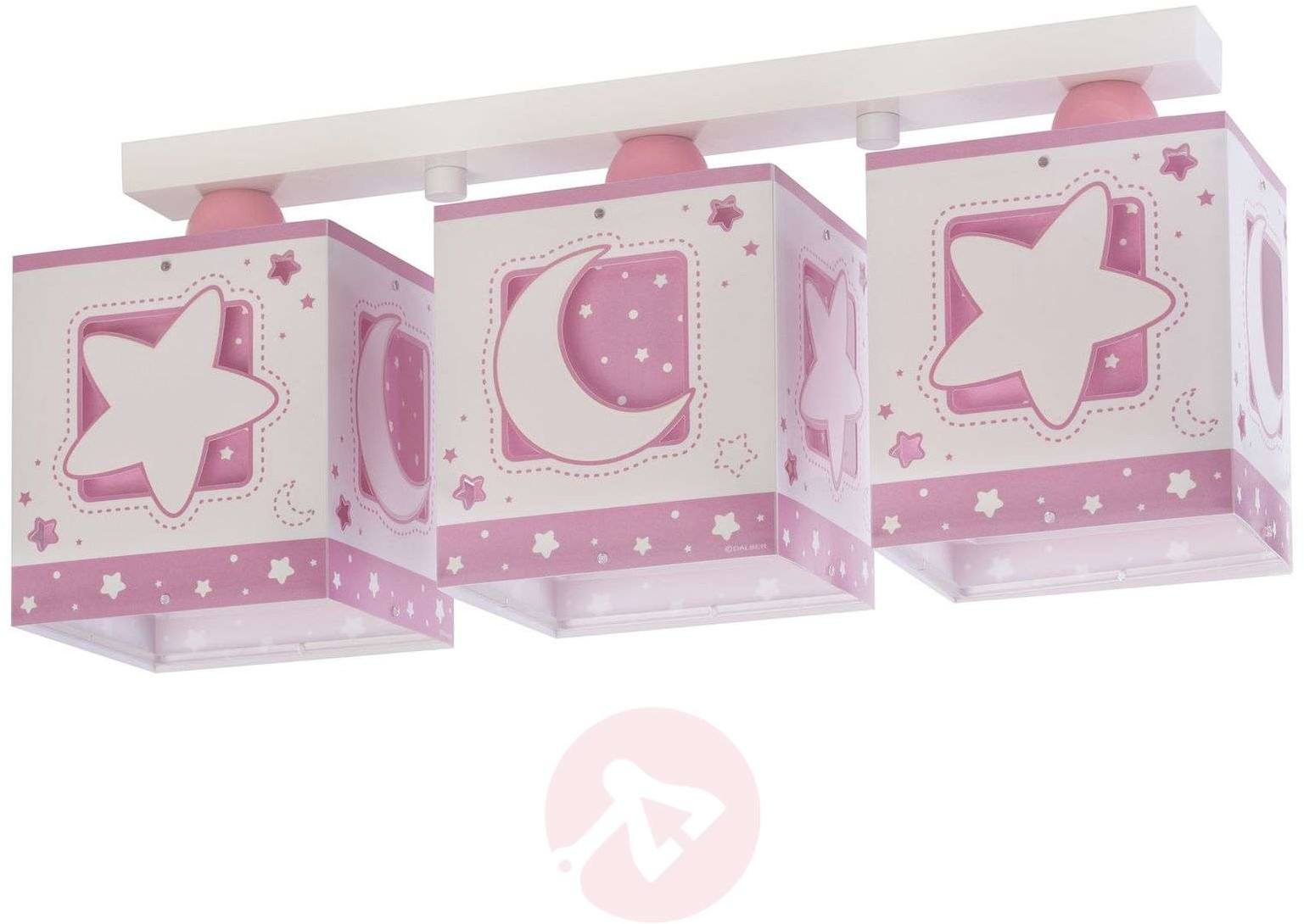Dalber Kinder-Deckenleuchte Moonlight, dreiflammig, rosa