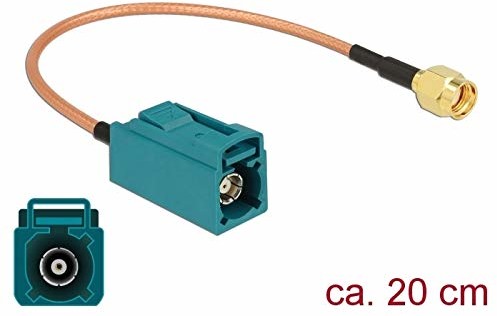 Delock 89664 0,2 m FAKRA Z RP-SMA brązowy kabel koncentryczny (FAKRA Z, RP-SMA, Droit, RG-316, 0,2 m) 89664
