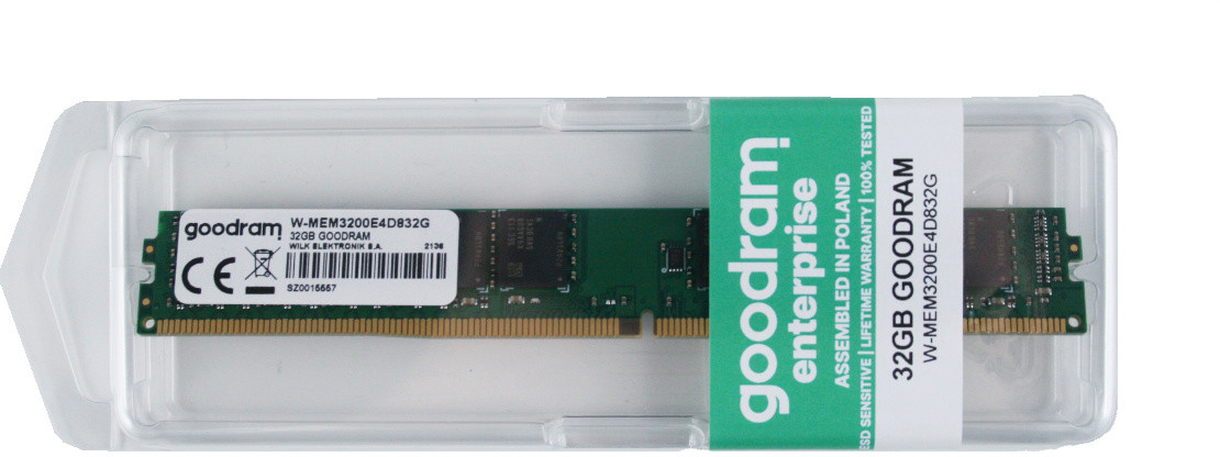 GoodRam RAM 1x 32GB ECC UNBUFFERED DDR4 3200MHz PC4-25600 UDIMM | W-MEM3200E4D832G W-MEM3200E4D832G