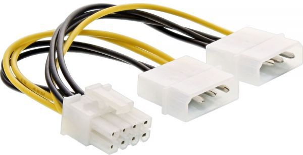InLine Power Adapter Kabel 2x Molex 8pin PCI-Express plug 0.15m 26628C