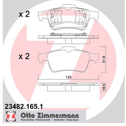 ZIMMERMANN Zestaw klocków hamulcowych, hamulce tarczowe 23482.165.1