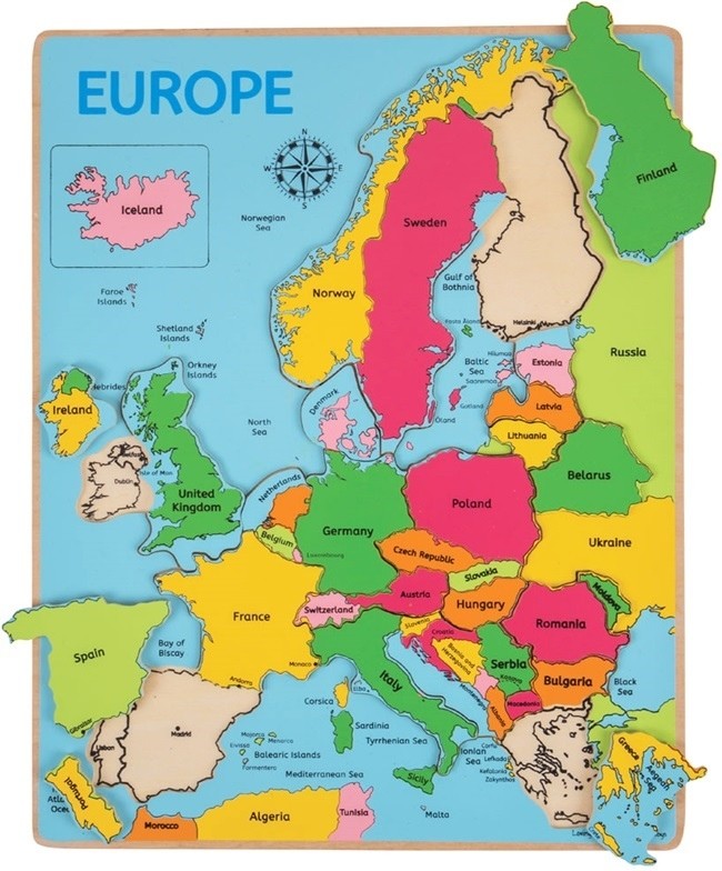 Opinie o MAPA EUROPY drewniana układanka 25 el. BIGJIGS BJ048