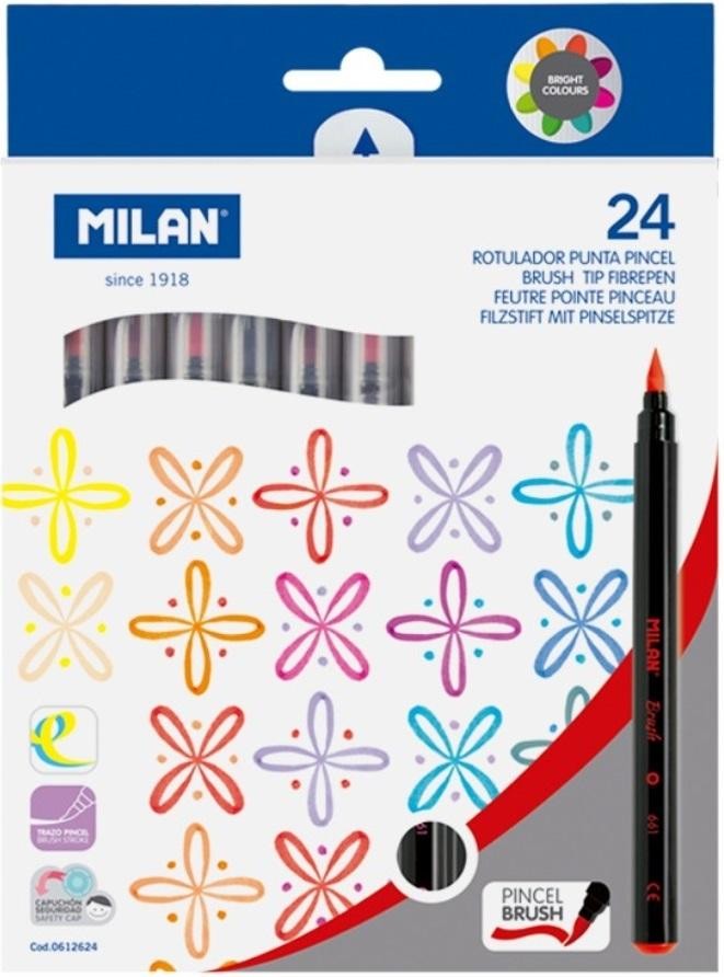 Flamastry z pędzelkiem 24 kolory MILAN