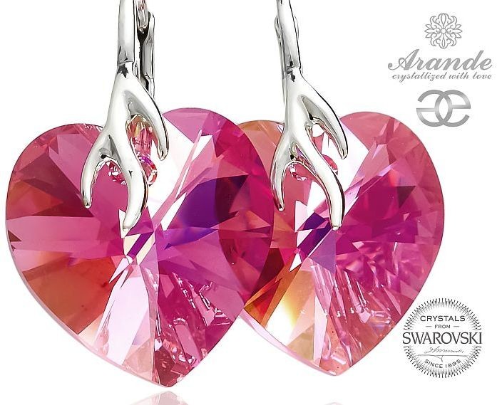 Swarovski Kolczyki SERCA ROSE AB Srebro