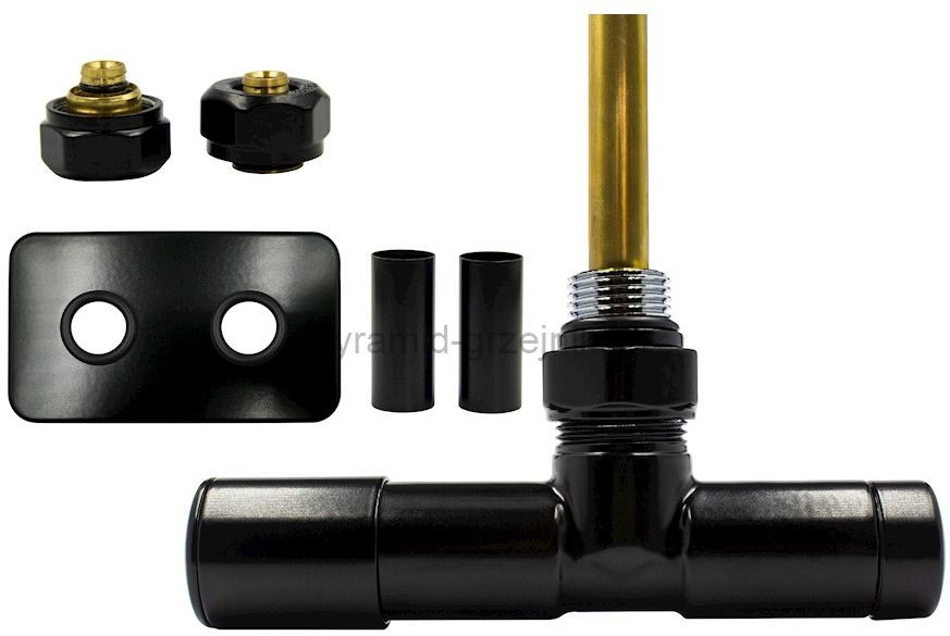 Varioterm Zawór jednootworowy regulacyjny UNICO All in One rozeta prostokątna - czarny mat pex 16 mm lewy AP000M875A024/L(PEX)