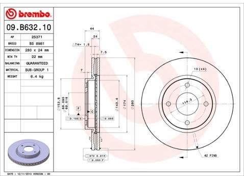 BREMBO Tarcza hamulcowa 09.B632.10