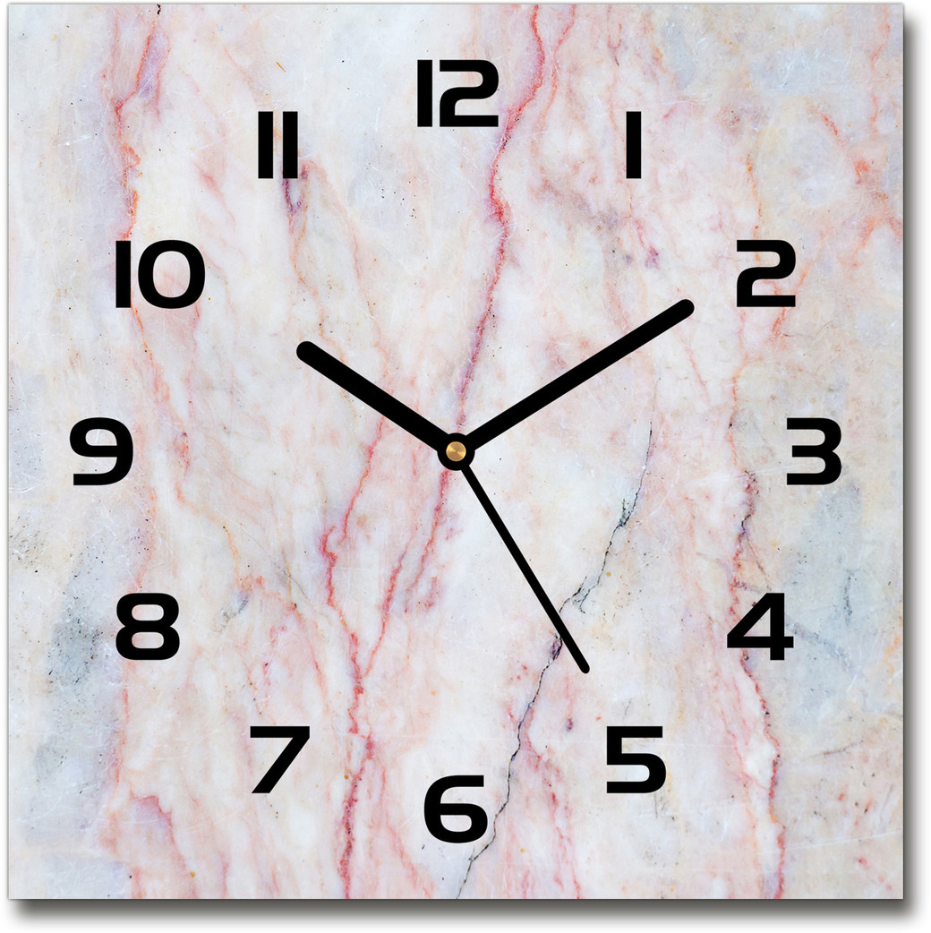 Zegar ścienny szklany kwadratowy Marmur