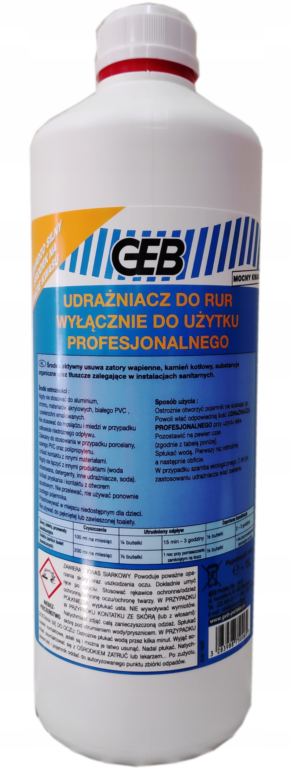 Udrażniacz profesjonalny do rur Geb 1L 875006