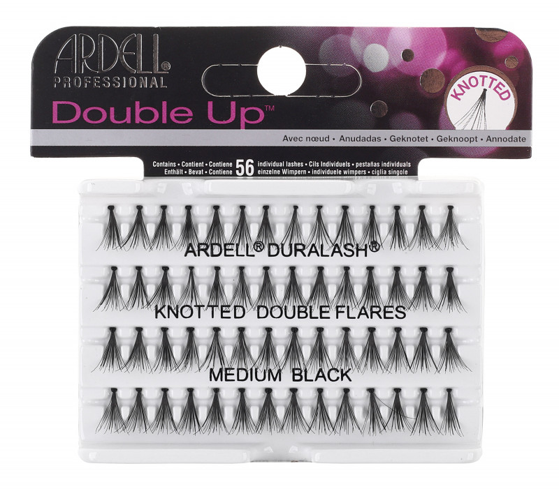 Ardell Double Up - Rzęsy w kępkach o zwiększonej objętości - KNOTTED DOUBLE FLARES - MEDIUM BLACK