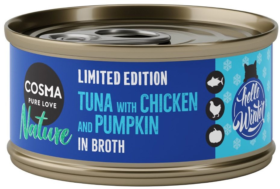 Cosma Nature Edycja zimowa 6 x 70 g Tuńczyk z kurczakiem i dynią 6 x 70 g