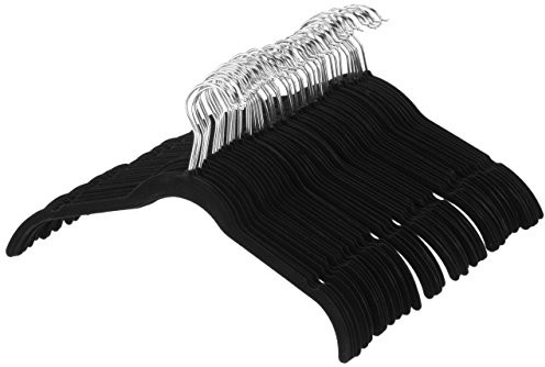 AmazonBasics wieszak na ubrania dziecięce, pokryty aksamitem, czarny, czarny, 100 szt. AQ-W0005