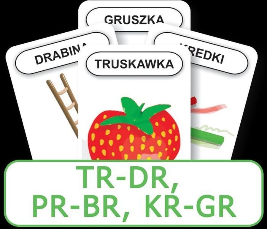 Komlogo Komlogo, karty Logopedyczny Piotruś Część XIV: głoski TR-DR, PR-BR, KR-GR
